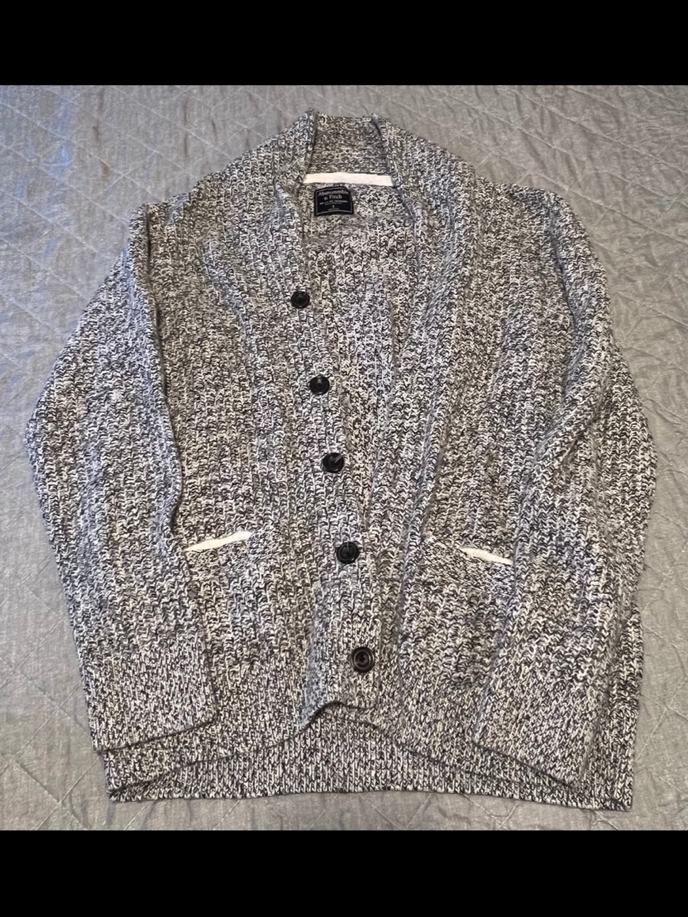 Abercrombie & Fitch Gray Marled Shawl Collar Cardigan